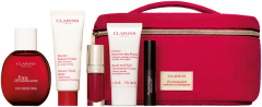 CLARINS Eau Dynamisante Set = ED 50ml + Baume Beauté Éclair 50ml + Lip Comfort Oil 03 cherry 7ml + TG Jeunesse des Mains 30ml + Mini Perfect Mascara 4D 01