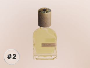 Orto Parisi Risvelium Parfumflakon aus klarem Glas mit hellgelbem Duft und zylindrischem, strukturiertem Verschluss vor hellem Hintergrund