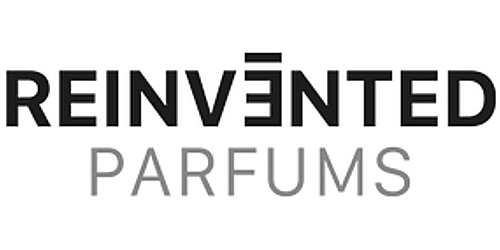 Reinvented Parfums Logo mit schwarzer und grauer Schrift auf weißem Hintergrund
